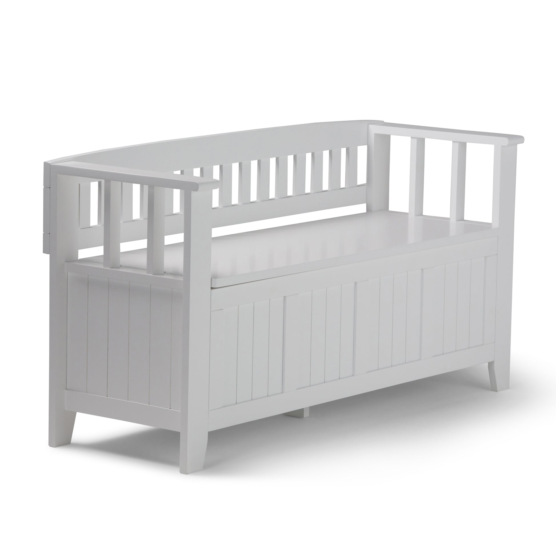 Acadian 48 inch Wide Solid Wood Entryway Storage Bench in White