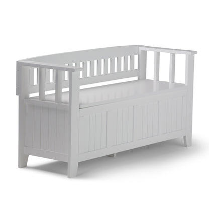 Acadian 48 inch Wide Solid Wood Entryway Storage Bench in White
