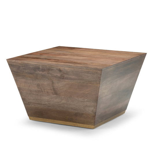 Abba 28 inch Wide Solid Mango Wood Square Coffee Table in Dark Brown