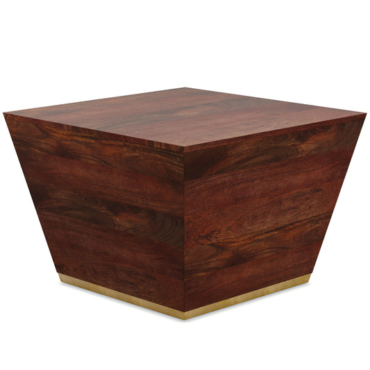 Abba 28 inch Wide Solid Mango Wood Square Coffee Table in Cognac Brown