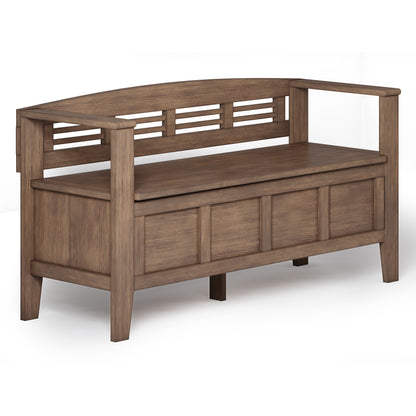 Adams 48 inch Wide Solid Wood Entryway Storage Bench in Rustic Natural Aged Brown