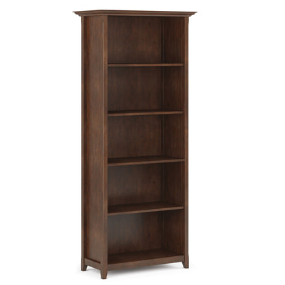 Amherst 5-Shelf Bookcase - Dark Brown Wood Storage