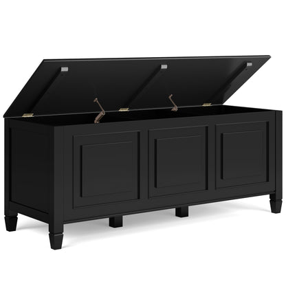 Connaught Storage Bench - 51" Wide Black Wood Trunk for Living Room