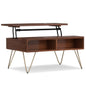 Hunter 36 inch Wide Solid Mango Wood Small Lift Top Coffee Table in Umber Brown and Gold