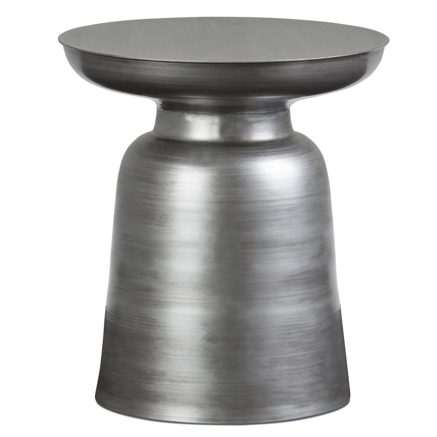 Toby 17 inch Wide Modern Industrial Metal Accent Table in Silver Iron, Assembled