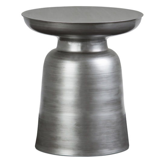 Toby 17 inch Wide Modern Industrial Metal Accent Table in Silver Iron, Assembled