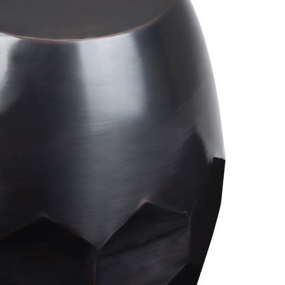 16 Inch Round Metal Accent Table - Black Finish for Living Room