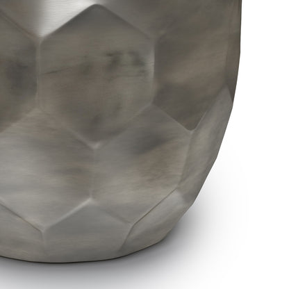 Gray Metal Accent Table - 16 Inch Round Side Table for Living Room