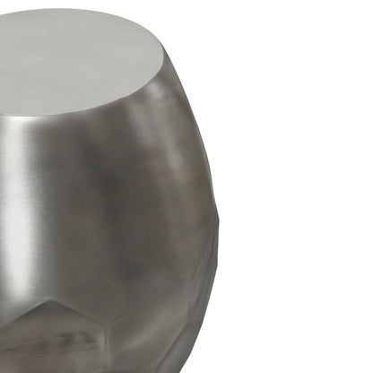 Gray Metal Accent Table - 16 Inch Round Side Table for Living Room