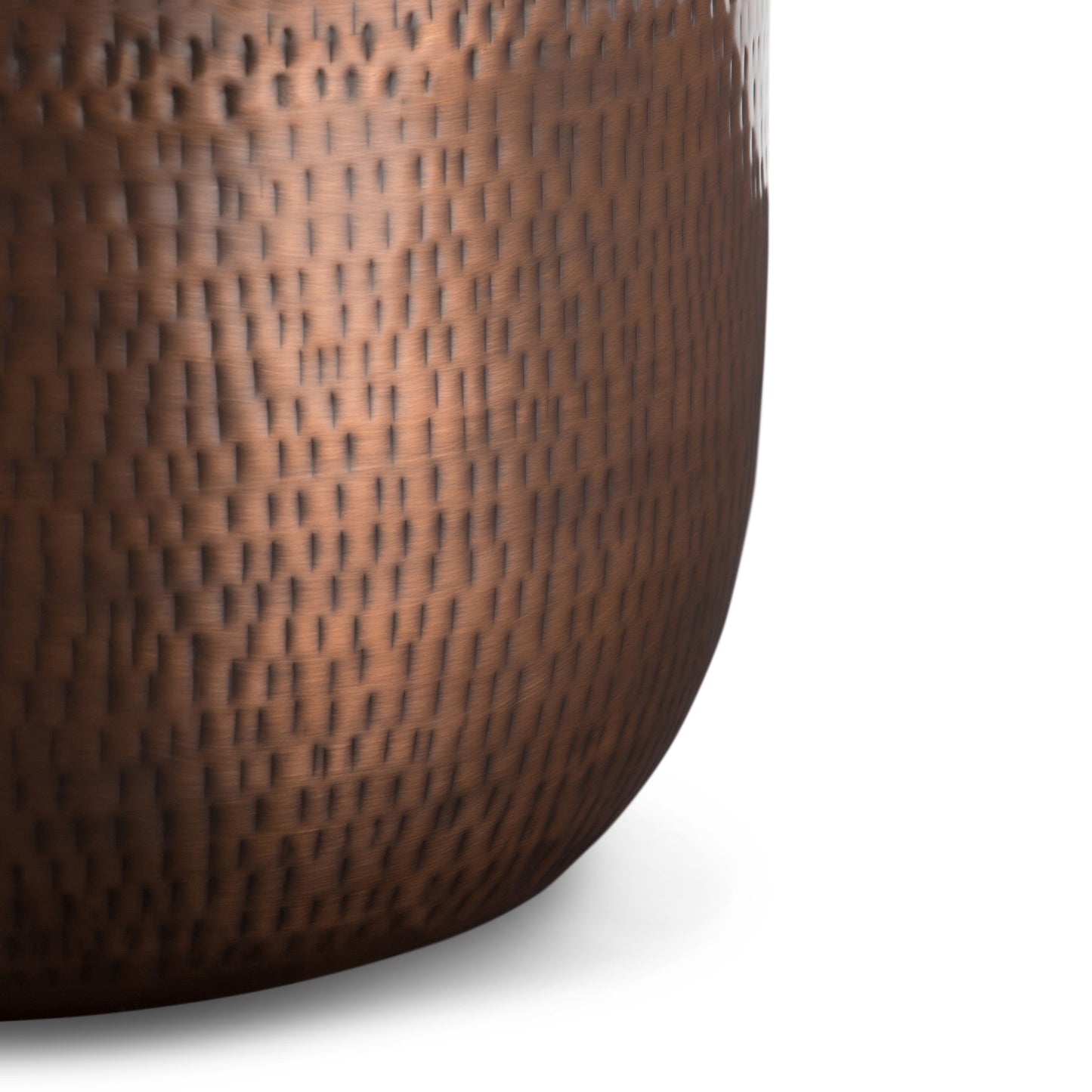 Bronze Metal Storage End Table - 18.5" Drum Shape for Living Room