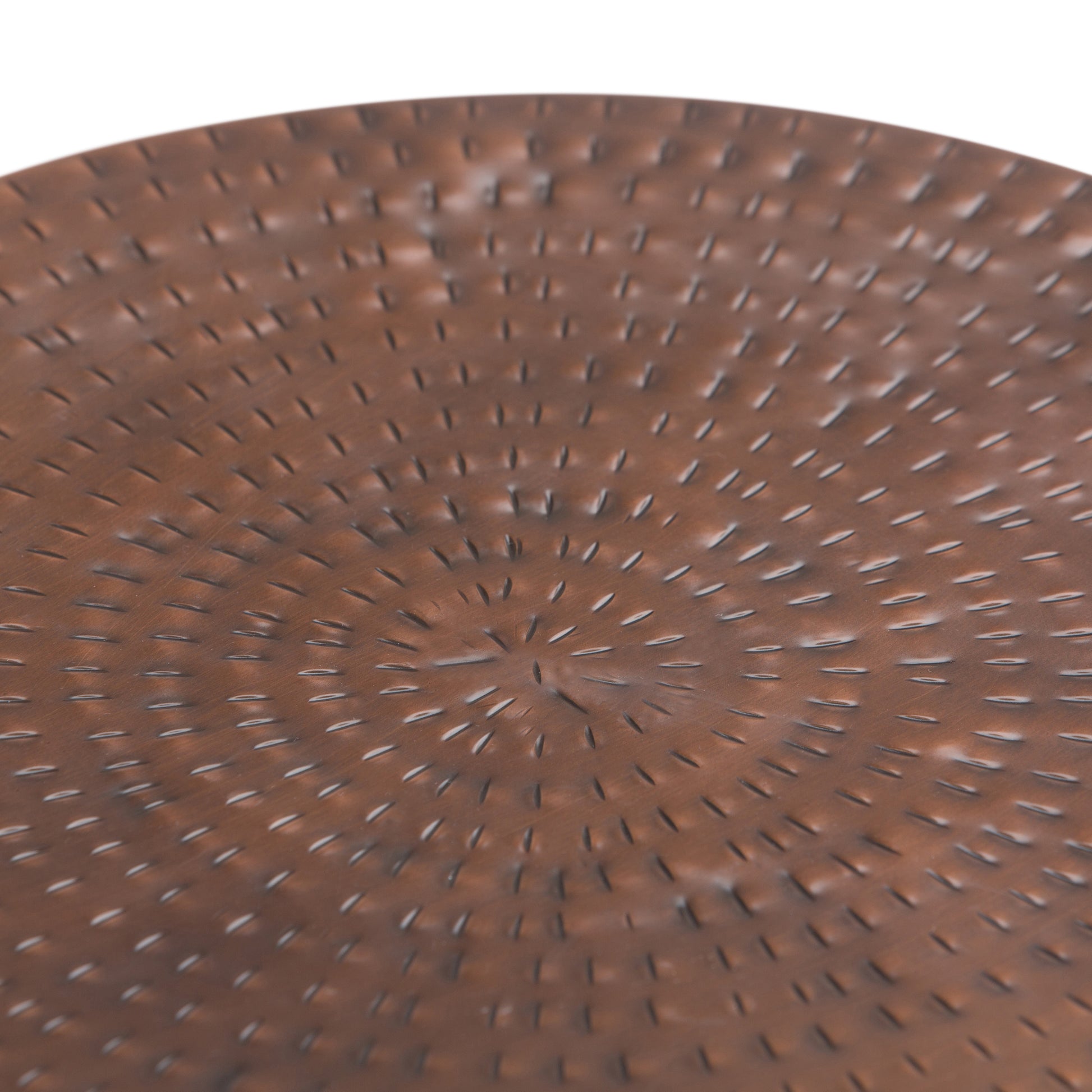 Bronze Metal Storage End Table - 18.5" Drum Shape for Living Room