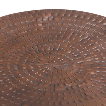 Bronze Metal Storage End Table - 18.5" Drum Shape for Living Room