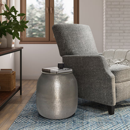 Griffen Metal Storage Accent Table - Gray & Antique Silver