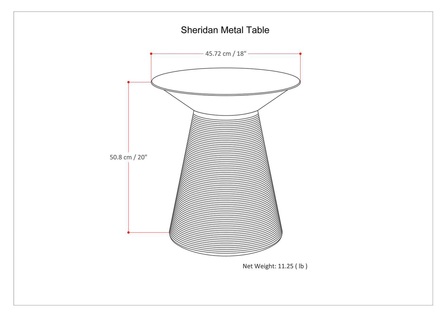 Sheridan 18 Inch Aged Copper Metal Accent Table - Compact Side Table for Living Room
