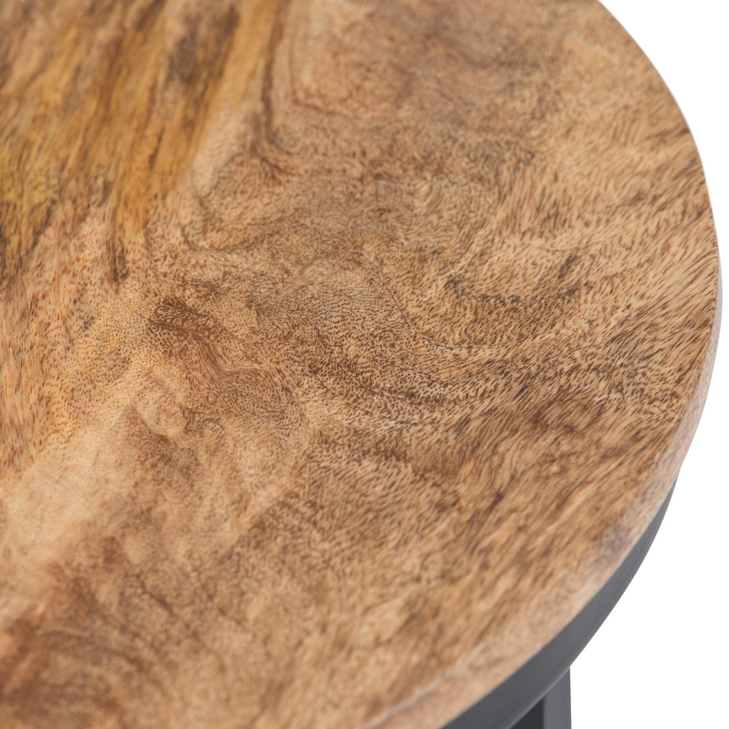 Light Brown Round Side Table with Storage for Living Room Accent