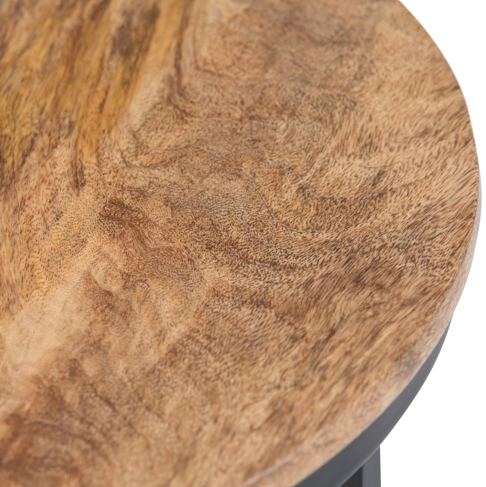 Light Brown Round Side Table with Storage for Living Room Accent