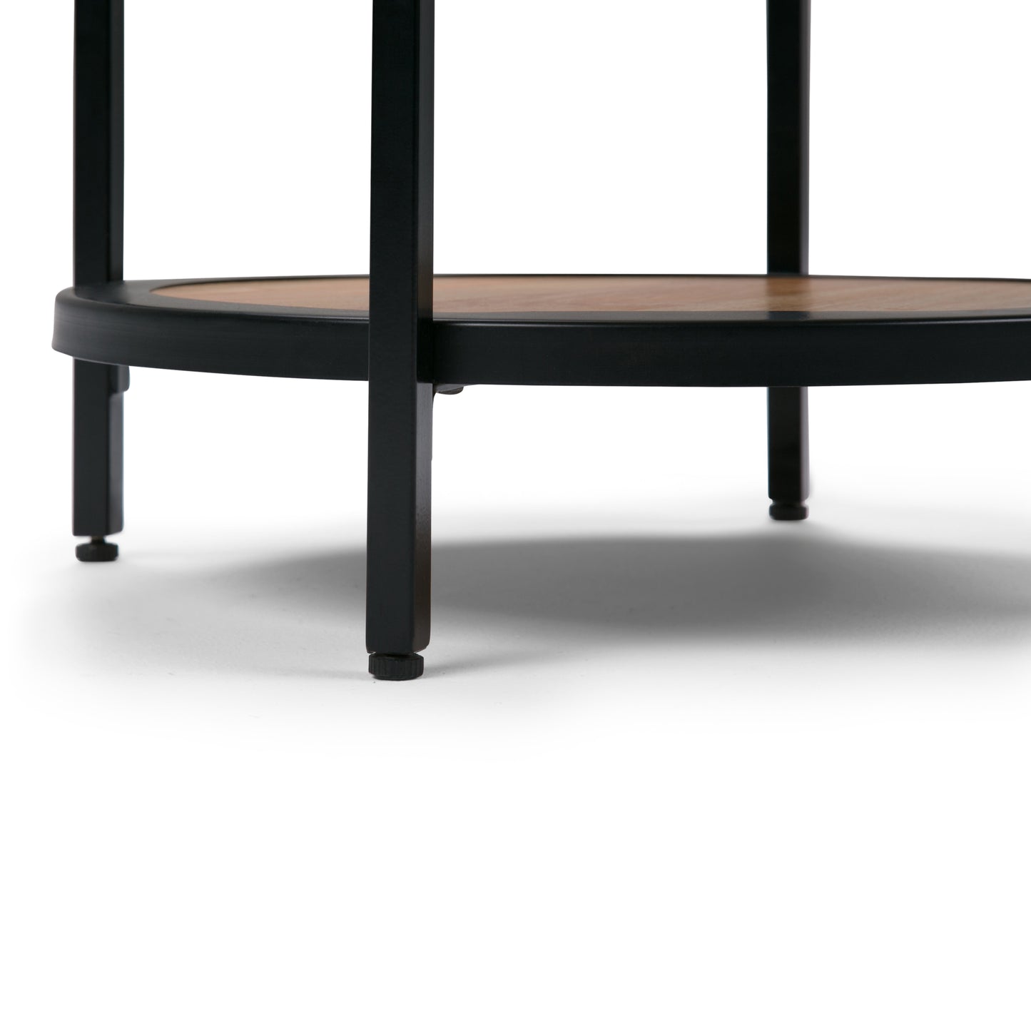Light Brown Round Side Table with Storage for Living Room Accent