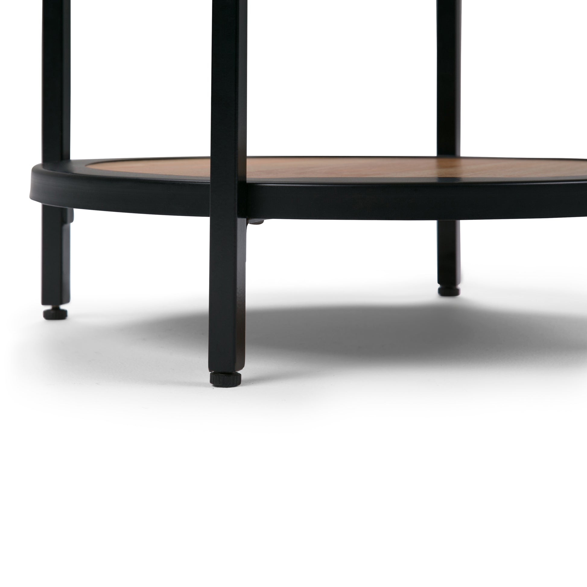 Light Brown Round Side Table with Storage for Living Room Accent