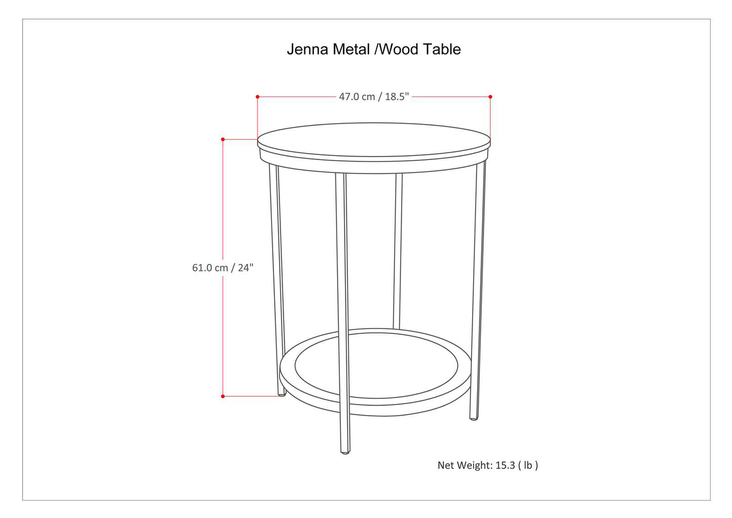 Light Brown Round Side Table with Storage for Living Room Accent