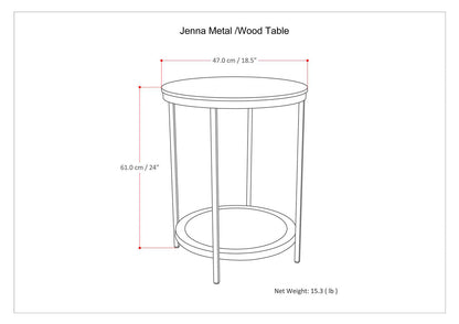 Light Brown Round Side Table with Storage for Living Room Accent