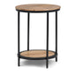 Jenna 18 inch Wide Solid Mango Wood and Metal Round Side Table in Natural