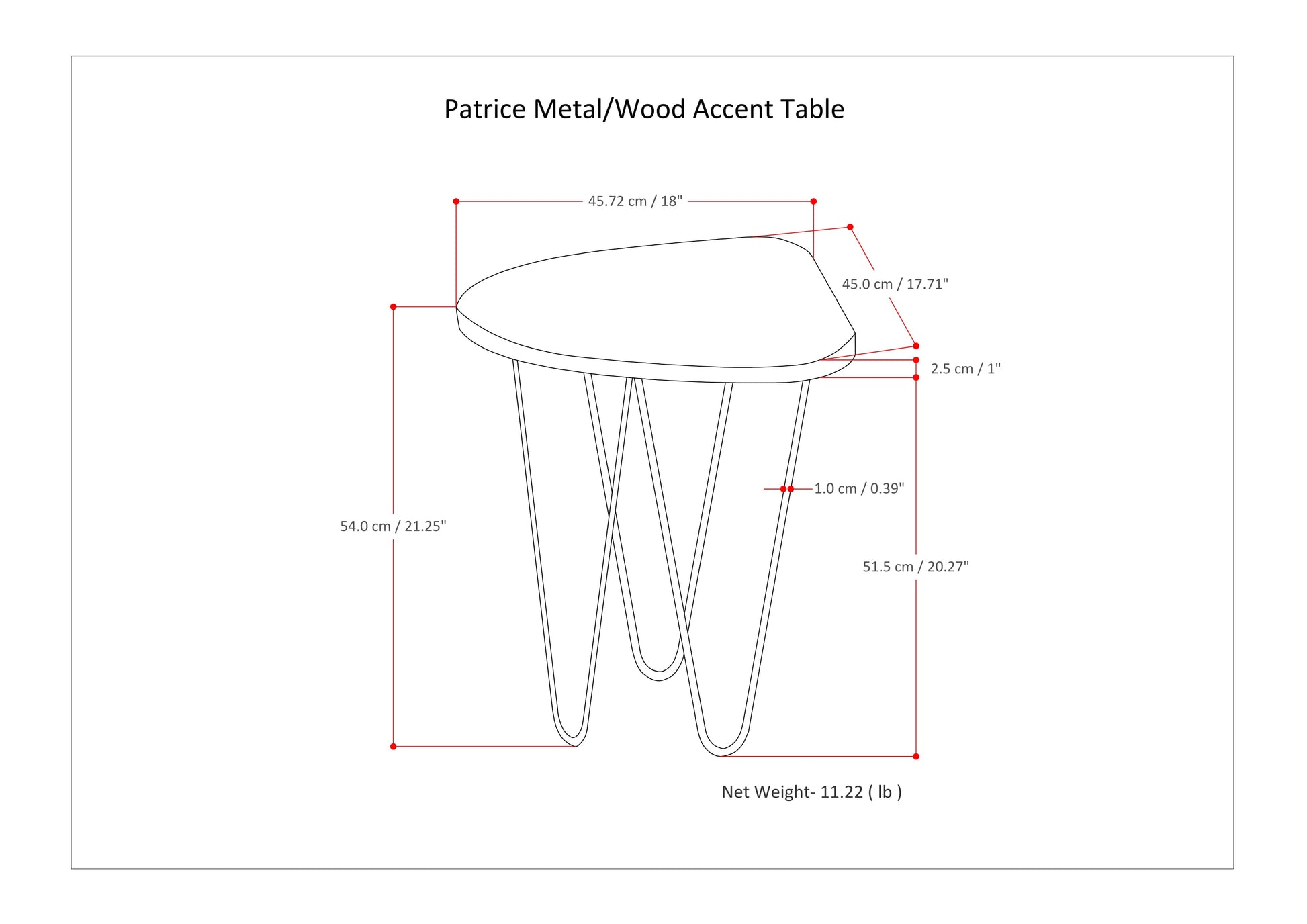 Light Brown Mango Wood Accent Table - 18 Inch Wide