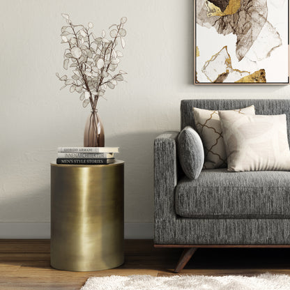Gold Metal Side Table - 16 Inch Round Accent Table for Living Room