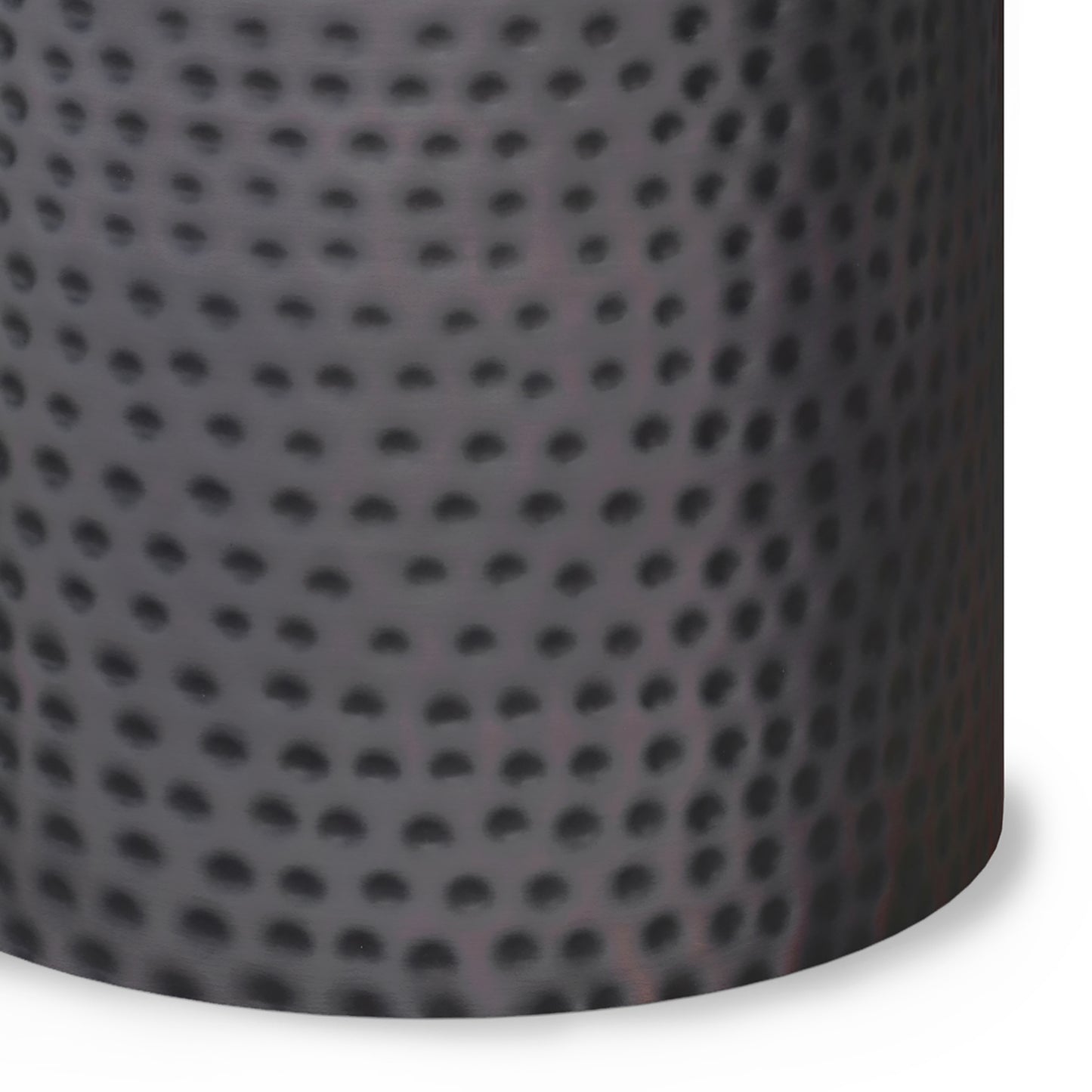 16 Inch Round Metal Accent Table - Black Hammered Copper Finish for Living Room