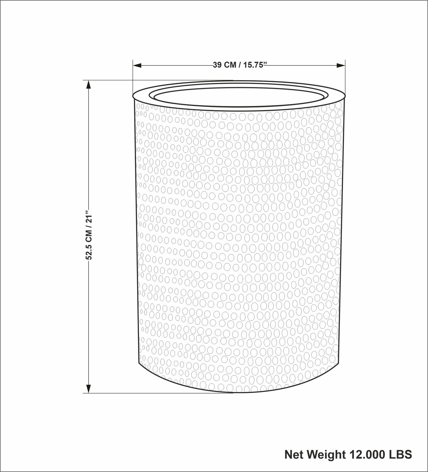 16 Inch Round Metal Accent Table - Black Hammered Copper Finish for Living Room