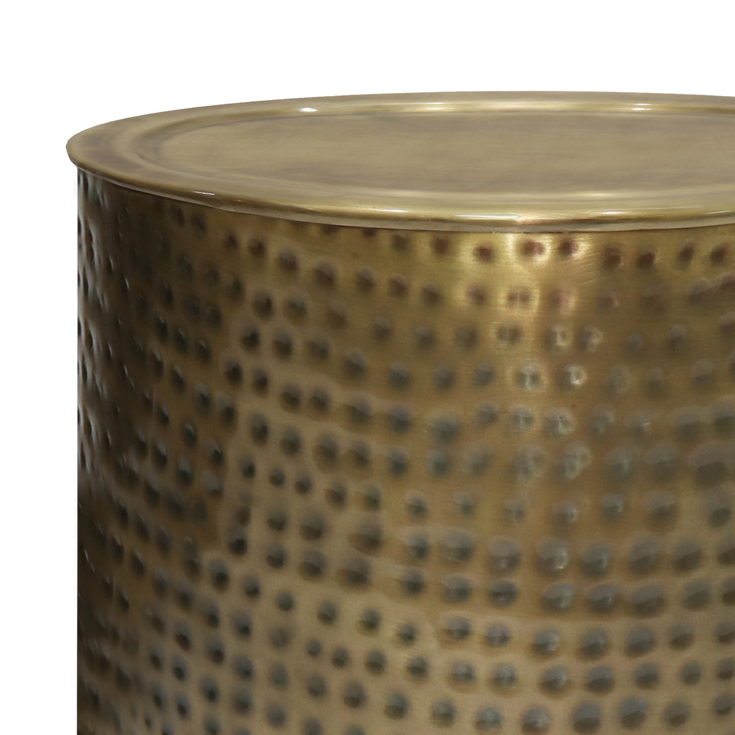 16 Inch Gold Metal Accent Table - Round Side Table for Living Room