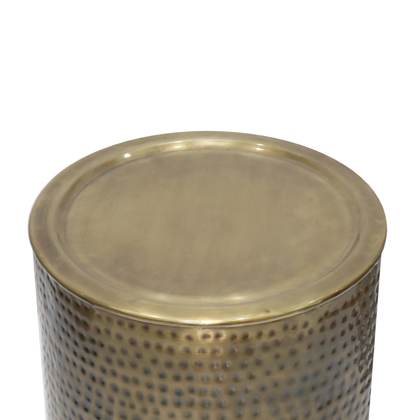 16 Inch Gold Metal Accent Table - Round Side Table for Living Room