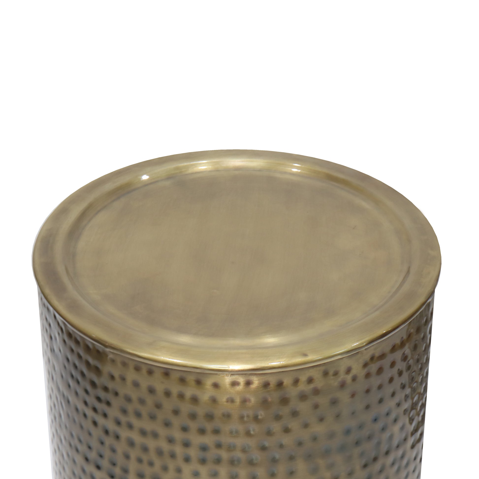 16 Inch Gold Metal Accent Table - Round Side Table for Living Room