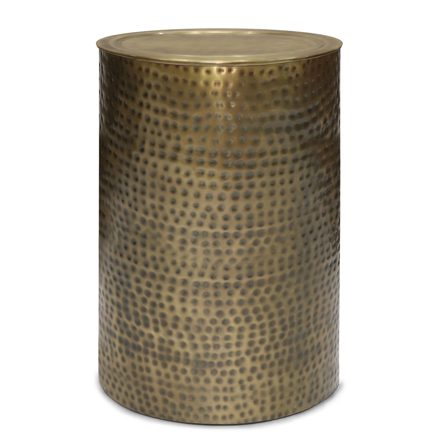 Corbin 16 inch Wide Metal Side Table in Hammered Antique Gold