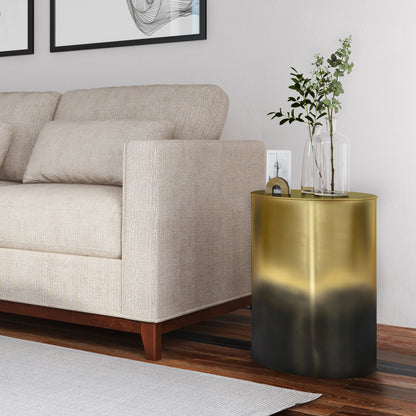 16" Round Black Metal Accent Table - Cylinder Side Table for Living Room