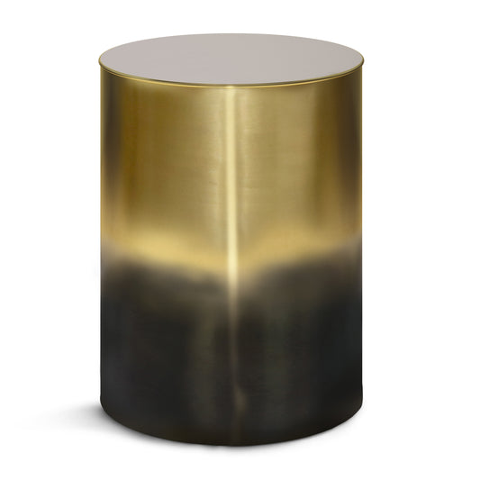 Curtis 16 inch Wide Metal Cylinder Accent Table in Ombre Black/Gold