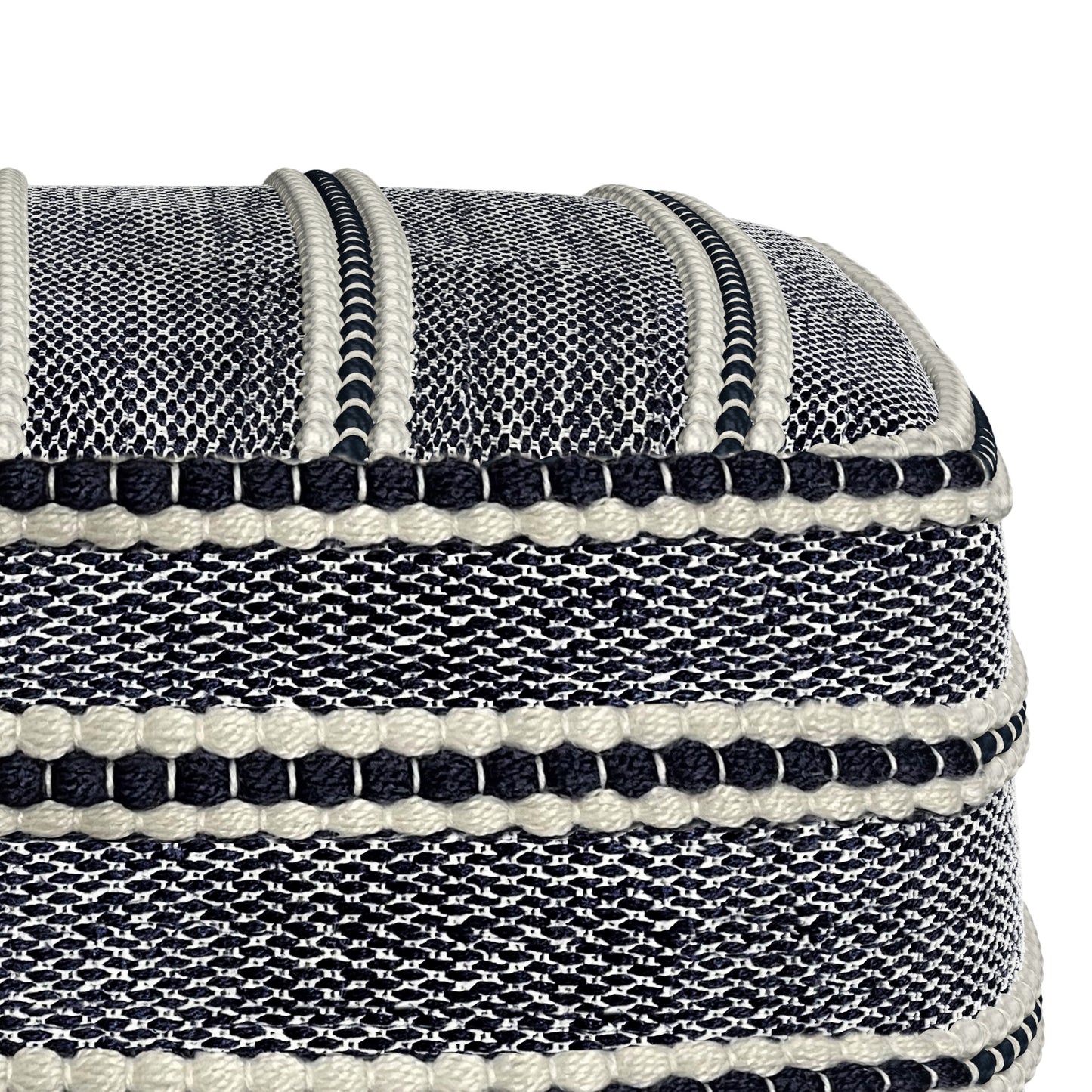 Blue Square Pouf, 18x18 inch, Water-Resistant Outdoor Fabric Seat for Living Room
