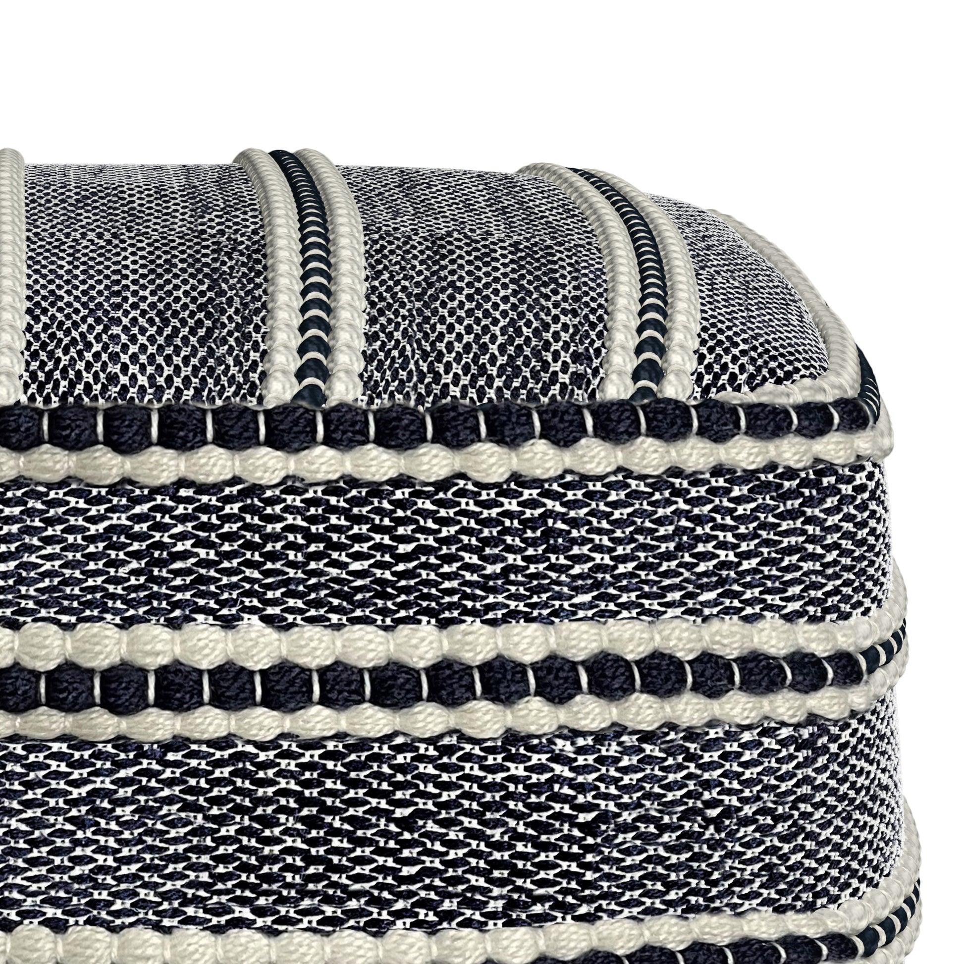 Blue Square Pouf, 18x18 inch, Water-Resistant Outdoor Fabric Seat for Living Room