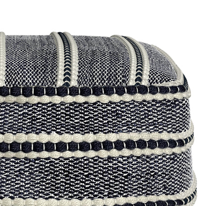 Blue Square Pouf, 18x18 inch, Water-Resistant Outdoor Fabric Seat for Living Room