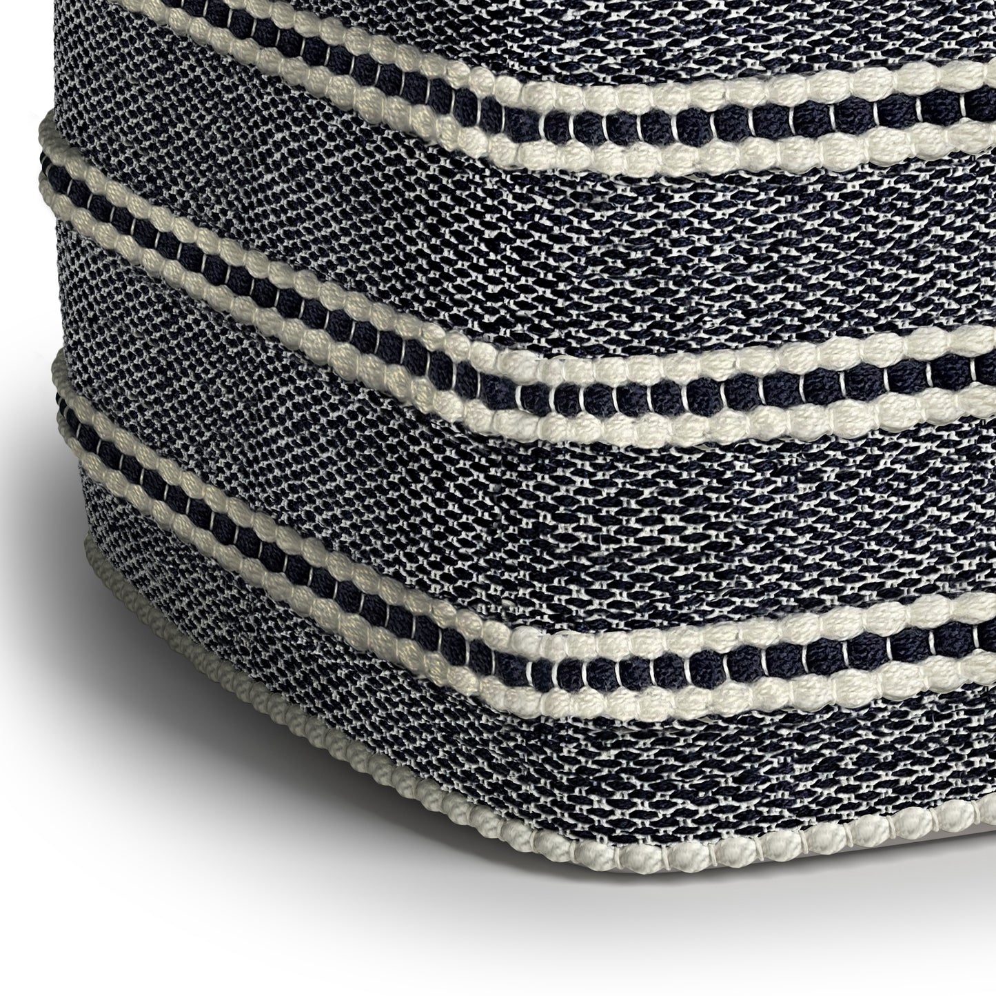 Blue Square Pouf, 18x18 inch, Water-Resistant Outdoor Fabric Seat for Living Room
