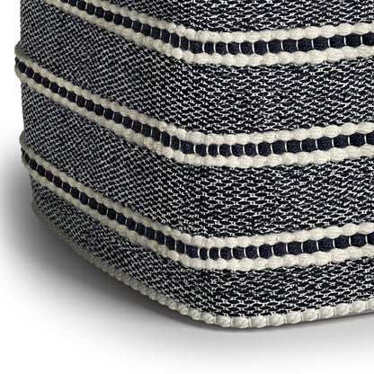 Blue Square Pouf, 18x18 inch, Water-Resistant Outdoor Fabric Seat for Living Room