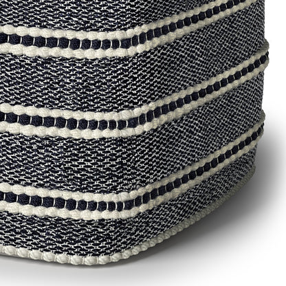 Blue Square Pouf, 18x18 inch, Water-Resistant Outdoor Fabric Seat for Living Room