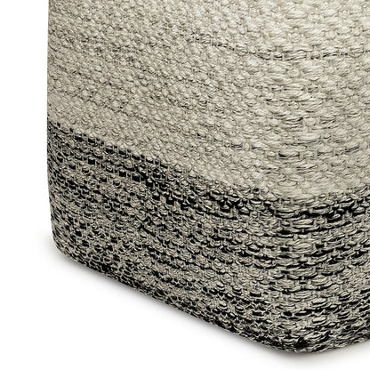 Grey & White Fabric Square Pouf - 18" D x 18" W for Living Room