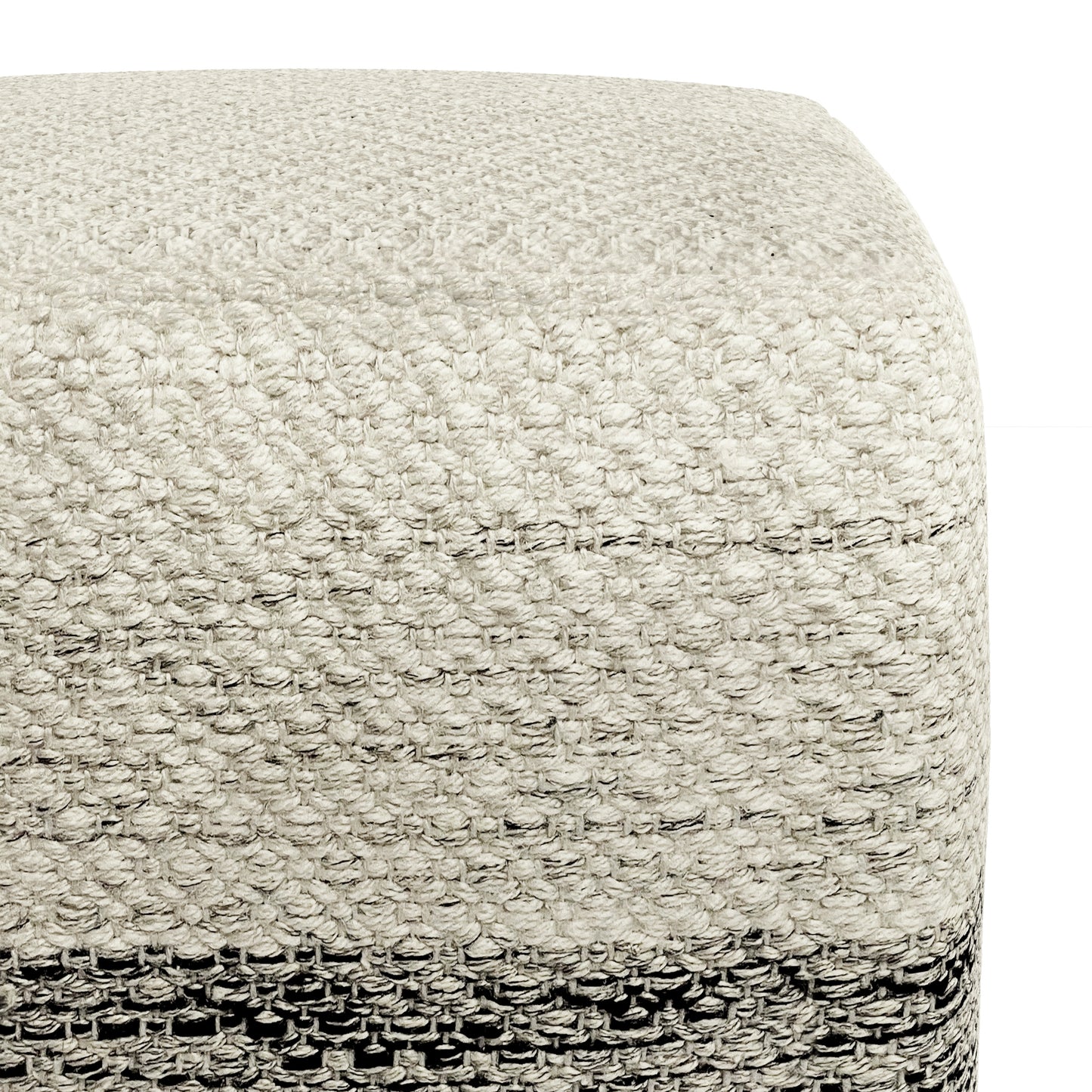 Grey & White Fabric Square Pouf - 18" D x 18" W for Living Room