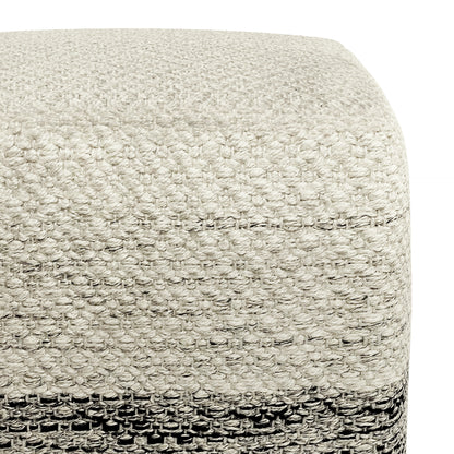 Grey & White Fabric Square Pouf - 18" D x 18" W for Living Room
