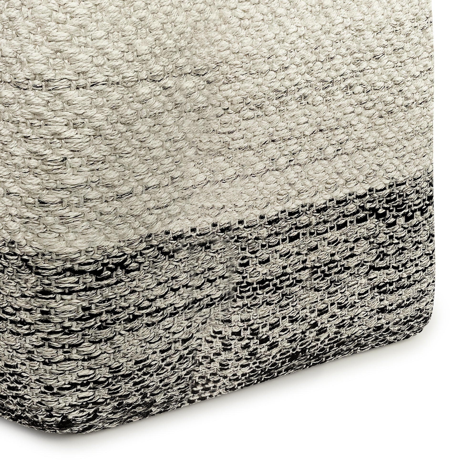Grey & White Fabric Square Pouf - 18" D x 18" W for Living Room
