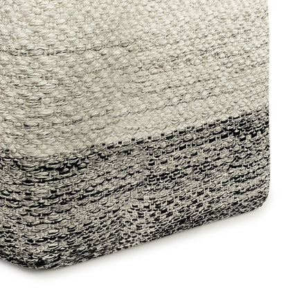 Grey & White Fabric Square Pouf - 18" D x 18" W for Living Room