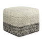 Macie 18 inch Wide Square Pouf in Grey and White PET Polyester