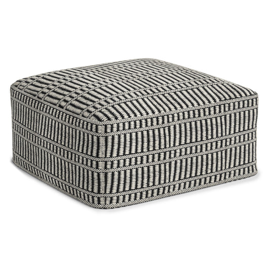 Safford Square Woven Outdoor/Indoor Pouf in Black and White