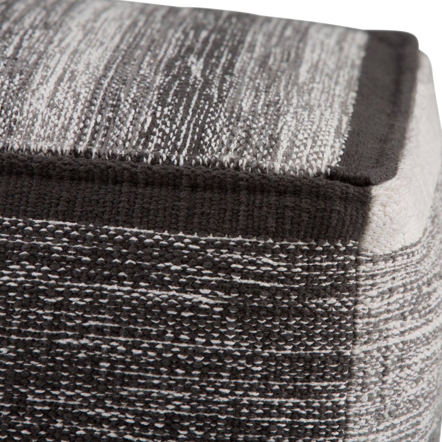 16 inch Cube Pouf in Gray Melange Handwoven Cotton for Cozy Seating