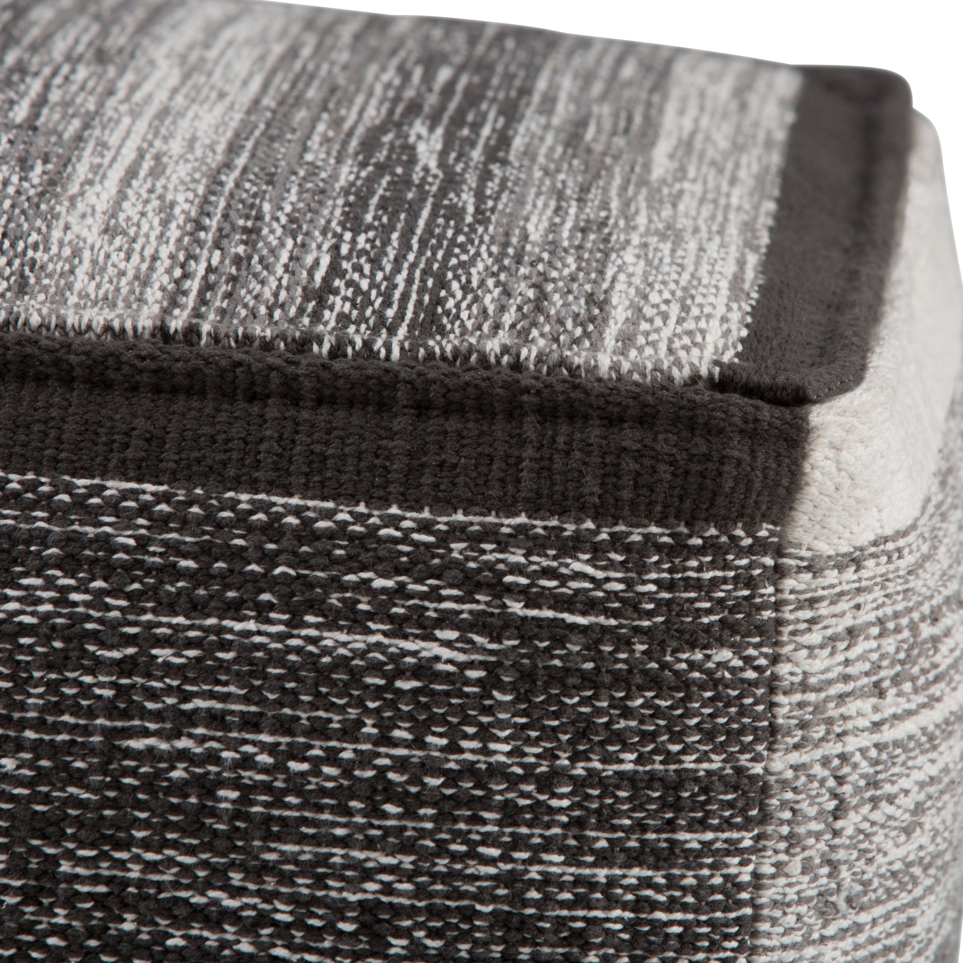 16 inch Cube Pouf in Gray Melange Handwoven Cotton for Cozy Seating
